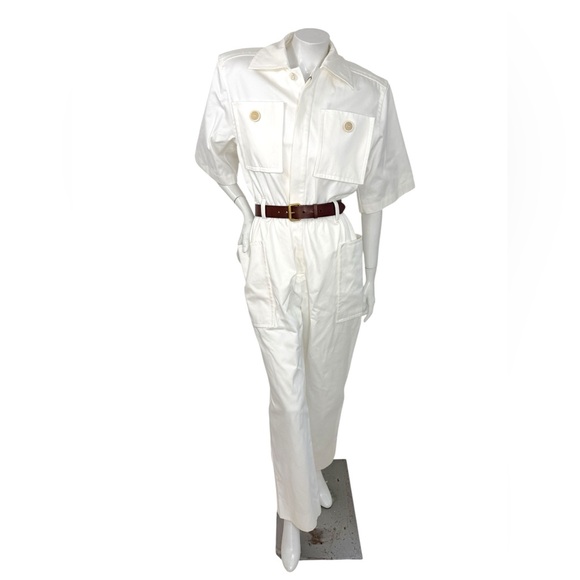 Saint Laurent 2023 White Belted Utility Jumpsuit 36 NWT
